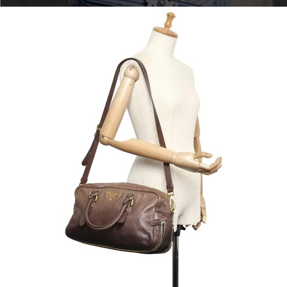 Prada Brown Vernice Two Way Leather Travel Bag - Picture 1 of 7
